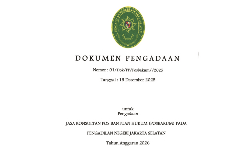 Seleksi Penyedia Posbakum PN Jakarta Selatan Tahun Anggaran 2026